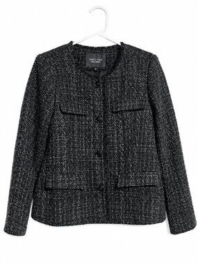 Simply Vera Vera Wang Tweed Utility Jacket Black Metallic Women’s L NWT